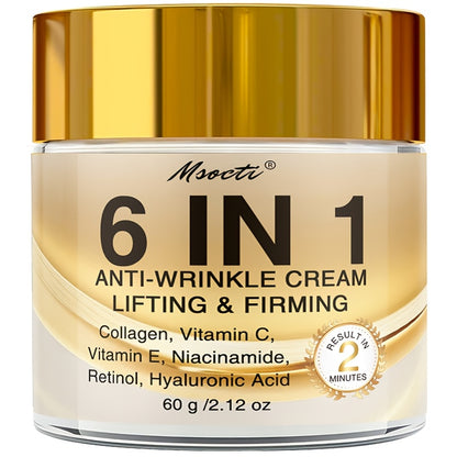 6-в-1 крем за незабавно стягане и лифтинг. Дълбоко хидратира, изглажда сухата кожа, подобрява блясъка и еластичността, грижа за кожата