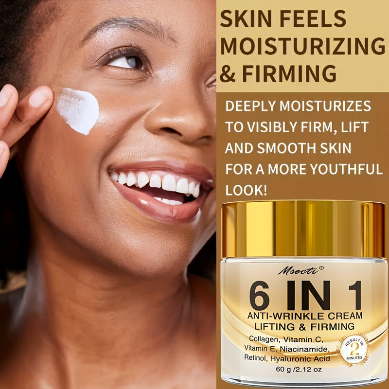 6-в-1 крем за незабавно стягане и лифтинг. Дълбоко хидратира, изглажда сухата кожа, подобрява блясъка и еластичността, грижа за кожата