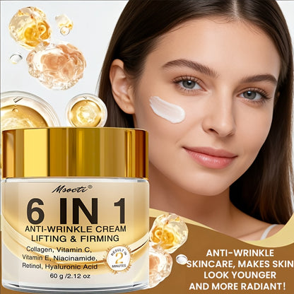 6-в-1 крем за незабавно стягане и лифтинг. Дълбоко хидратира, изглажда сухата кожа, подобрява блясъка и еластичността, грижа за кожата