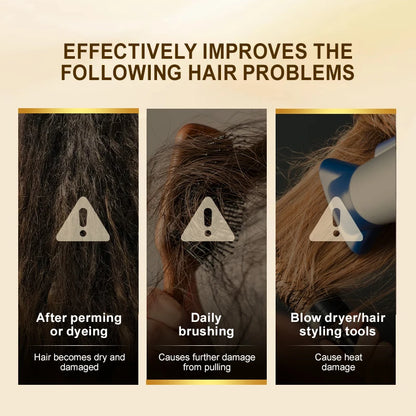 PURC 24K златна маска за коса, възстановяваща увредена и суха, къдрава, кератинова, изглаждаща и изправяща маска за коса, грижа за косата