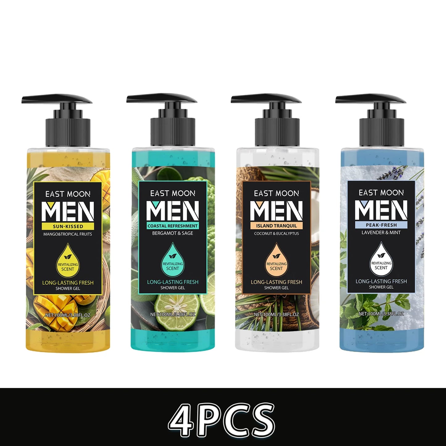 Мъжки душ гел с евкалипт и кокос, дълбоко почистващ