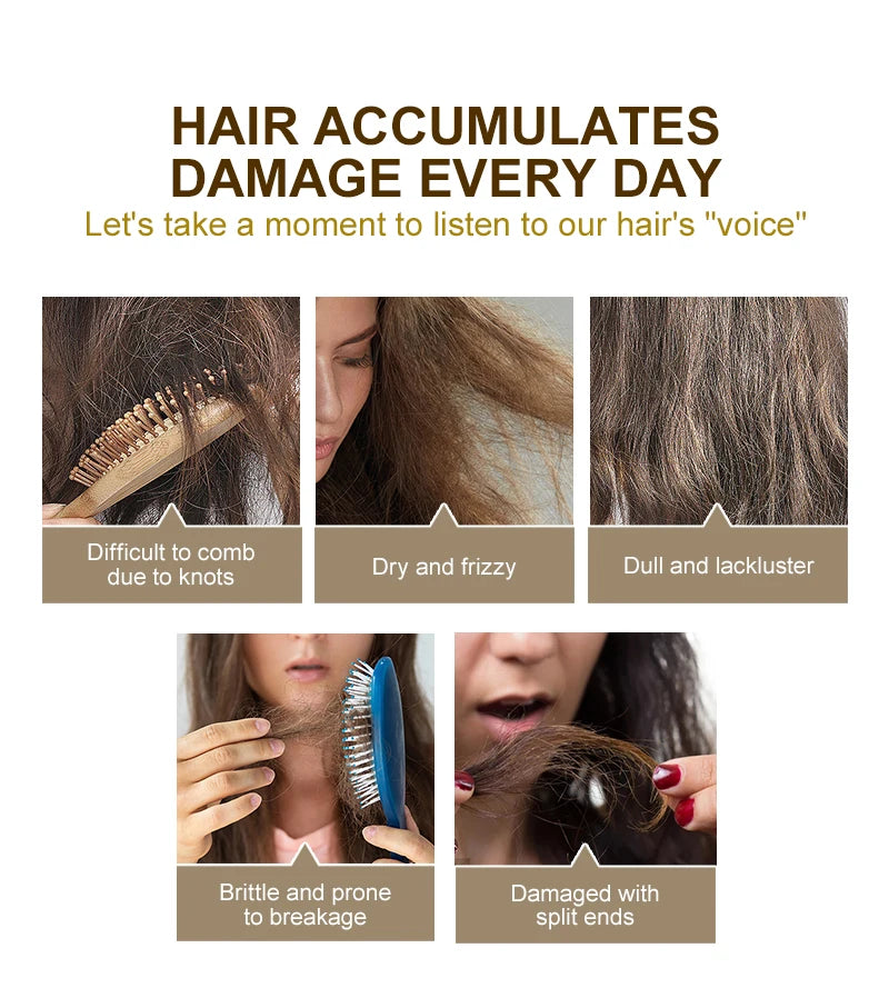 PURC 24K златна маска за коса, възстановяваща увредена и суха, къдрава, кератинова, изглаждаща и изправяща маска за коса, грижа за косата