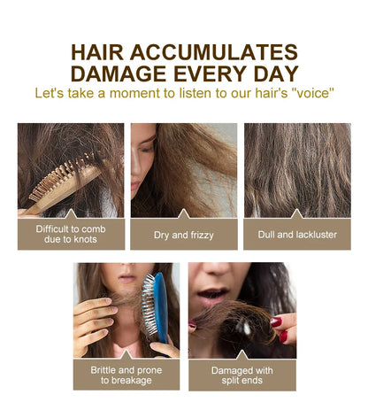 PURC 24K златна маска за коса, възстановяваща увредена и суха, къдрава, кератинова, изглаждаща и изправяща маска за коса, грижа за косата