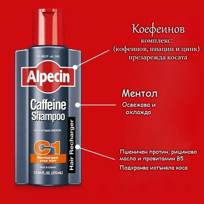 Подхранващ шампоан и балсам с кофеин - Контрол на омазняването Против косопад и пърхот
