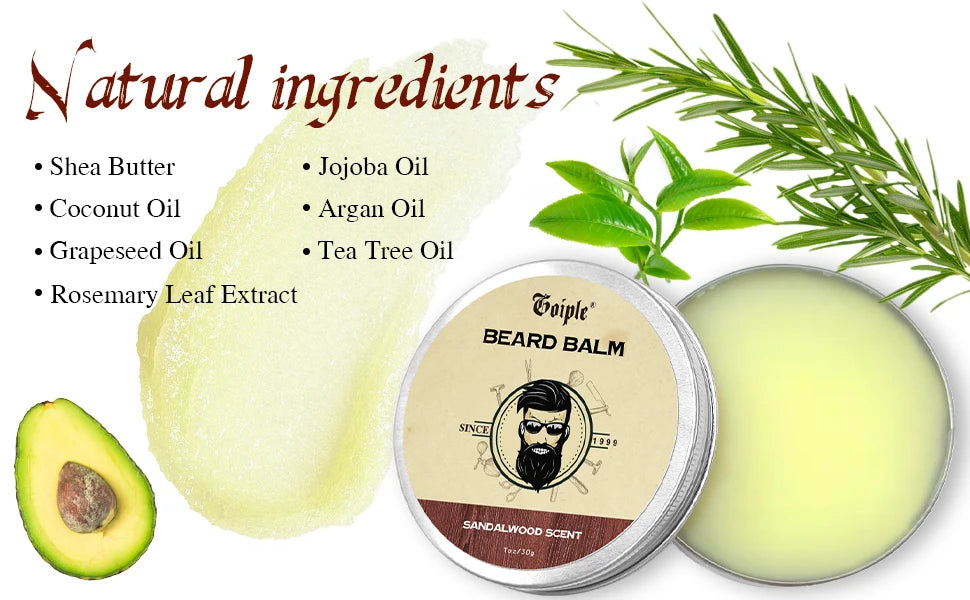 Натурален балсам за брада с масло от Shea за мъже. хидратиращ, изглаждащ крем за мустаци и грижа за брадата