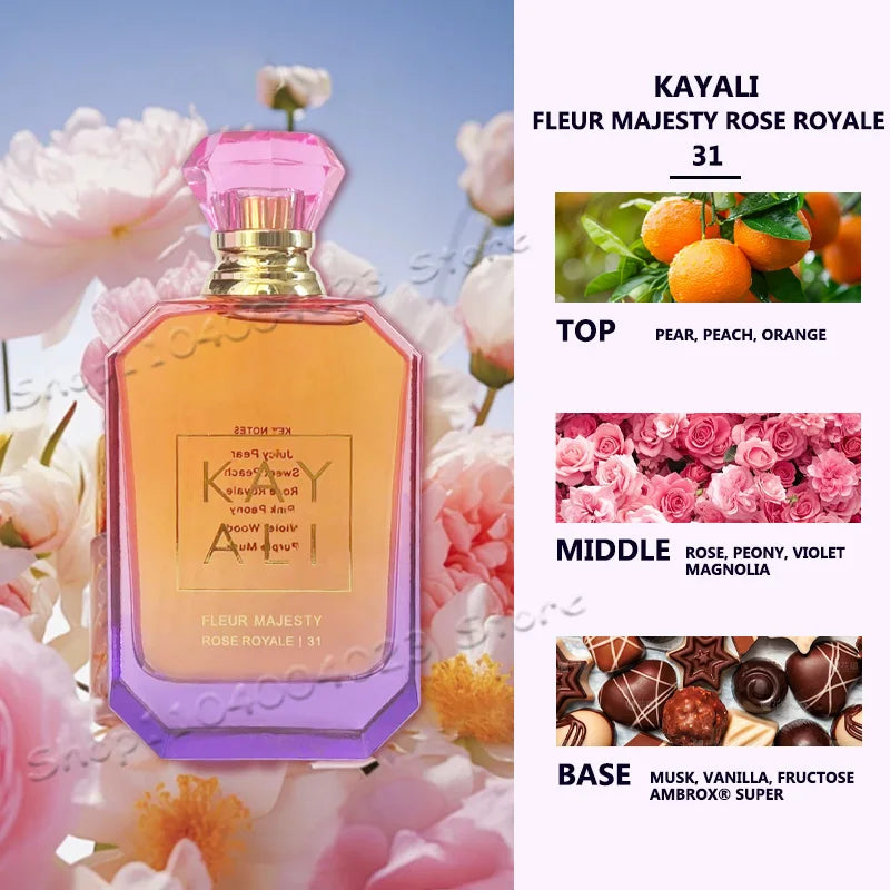 Парфюм 100ML KAYALI EDP Интензивен спрей Неустоим аромат със сладък плодов, флорален, топъл дървесен аромат Марков парфюм за унисекс