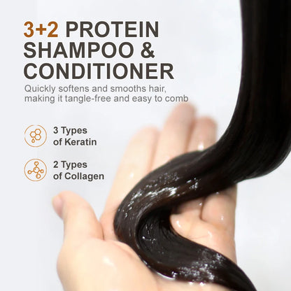 PURC Възстановяваща терапия за увредена коса Мароко Арганово масло Аминокиселина Кератин Изглаждащ шампоан и балсам без сулфати Комплект за коса