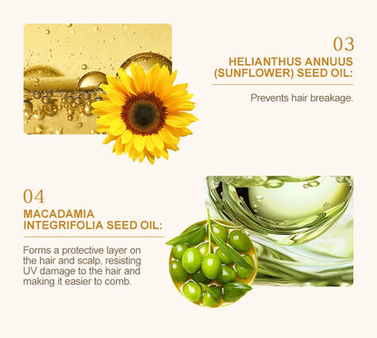 PURC 24K златна маска за коса, възстановяваща увредена и суха, къдрава, кератинова, изглаждаща и изправяща маска за коса, грижа за косата