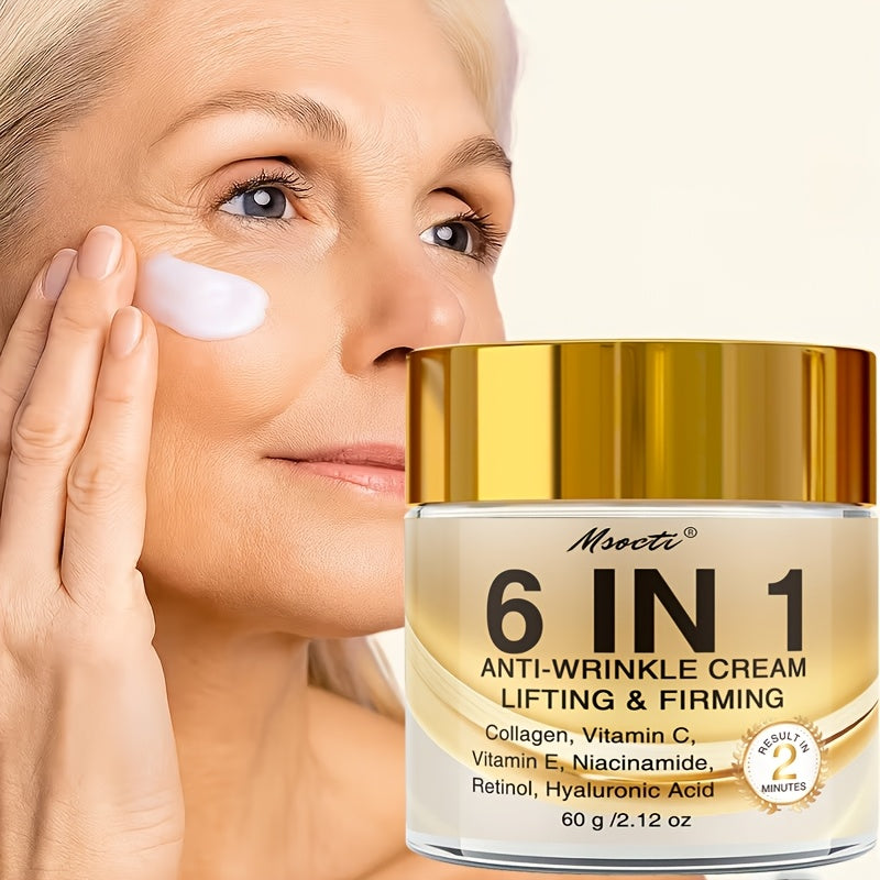 6-в-1 крем за незабавно стягане и лифтинг. Дълбоко хидратира, изглажда сухата кожа, подобрява блясъка и еластичността, грижа за кожата