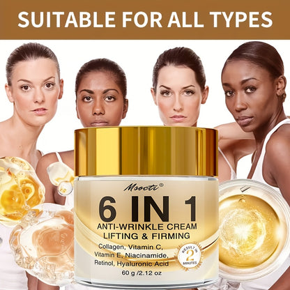 6-в-1 крем за незабавно стягане и лифтинг. Дълбоко хидратира, изглажда сухата кожа, подобрява блясъка и еластичността, грижа за кожата