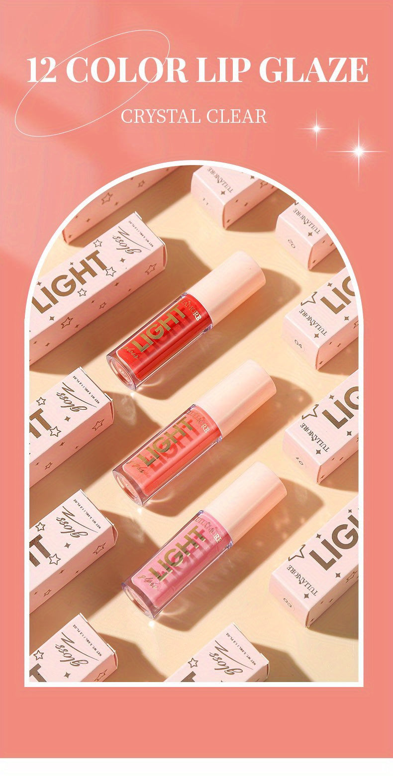 12 цвята перлен хидратиращ гланц за устни - лъскав огледален телесни гланц за устни с натурално масло за устни